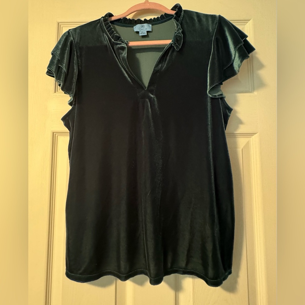 CeCe Velvet Flutter Sleeve Top